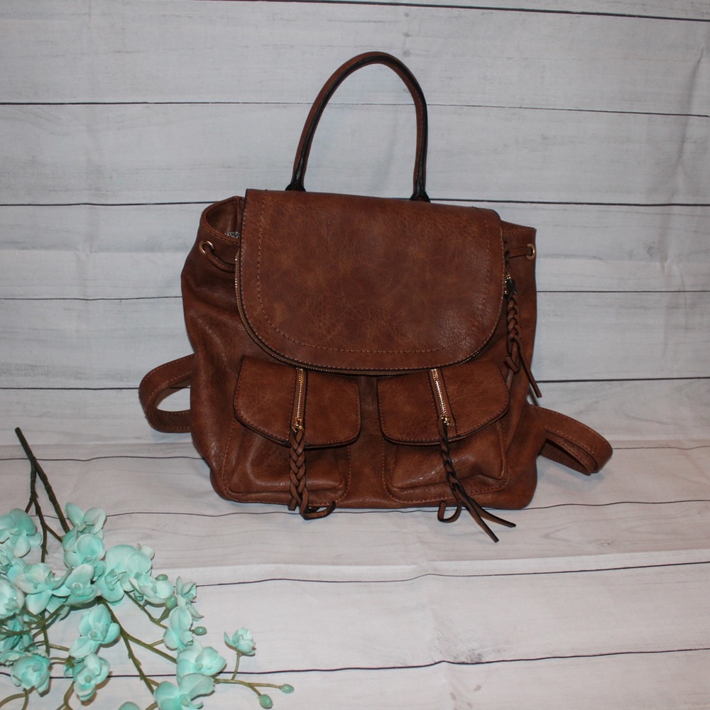 NWOT Brown Pleather Backpack